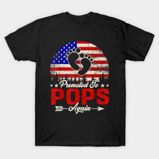 Mens American Flag Promoted To Great Pops Again Fathers Day T-Shirt